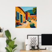 Het mooie Mexicaanse dorp in de bergen Poster (Thuiskantoor)