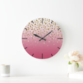 Het mooie moderne girly faux goud schittert grote klok (Huis)