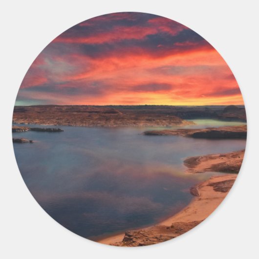 Het mooie natuur van het meer van Powell Ronde Sticker (Voorkant)