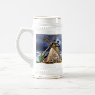 Het mooie Nederlandse windmolenlandschap - Tekenin Bierpul