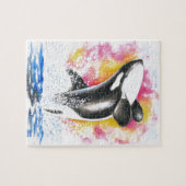 Het mooie orca-walvisbereik legpuzzel (Horizontaal)