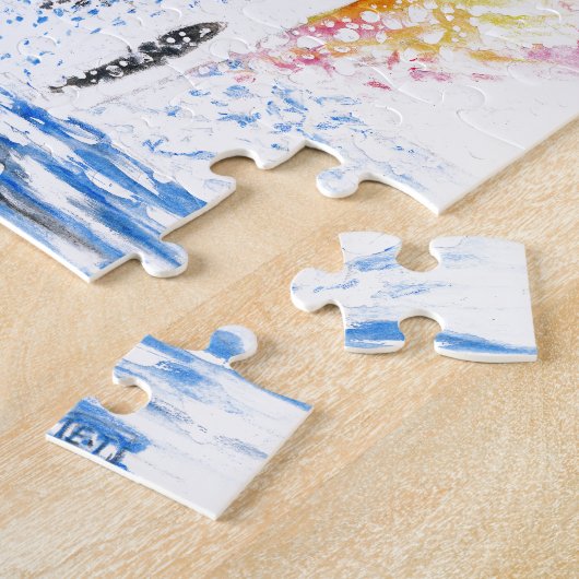 Het mooie orca-walvisbereik legpuzzel (Zijkant)