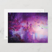 Het mooie Paarse Kasteel van de Fantasie van het Briefkaart (Voorkant / Achterkant)