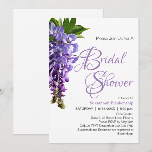 Het mooie Paarse Vrijgezellenfeest van Wisteria Fl Kaart (Voorkant / Achterkant)