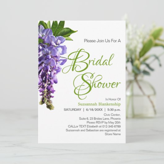 Het mooie Paarse Vrijgezellenfeest van Wisteria Fl Kaart (Staand voorkant)
