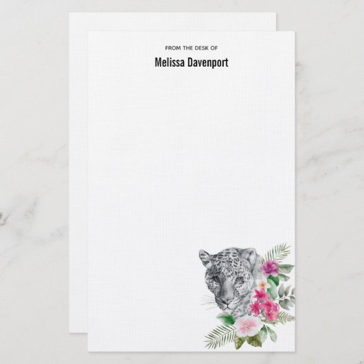 Het mooie portret van de Leopard-kop in de Waterve Briefpapier (Voorkant / Achterkant)