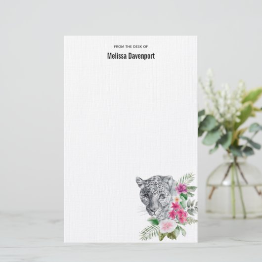 Het mooie portret van de Leopard-kop in de Waterve Briefpapier (Staand voorkant)