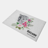 Het mooie portret van de Leopard-kop in de Waterve Deurmat (Schuin)