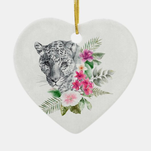 Het mooie portret van de Leopard-kop in de Waterve Keramisch Ornament (Voorkant)