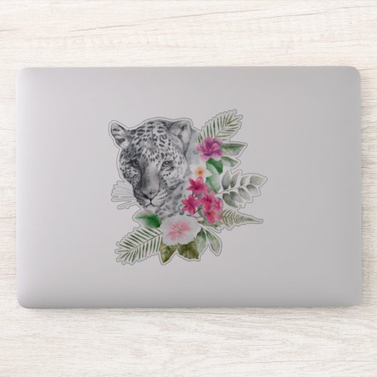 Het mooie portret van de Leopard-kop in de Waterve Sticker (Computer)