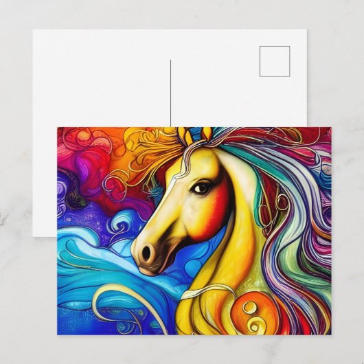 Het mooie portret van de regenboogpaard briefkaart (Voorkant / Achterkant)