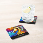 Het mooie portret van de regenboogpaard kartonnen onderzetters (Insitu)