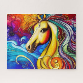 Het mooie portret van de regenboogpaard legpuzzel