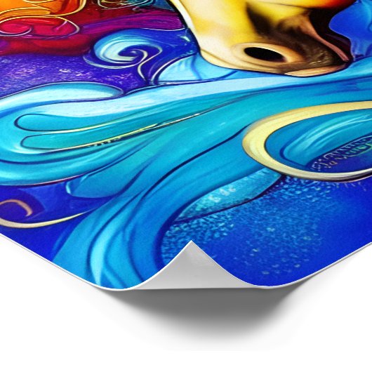 Het mooie portret van de regenboogpaard poster (Hoek)