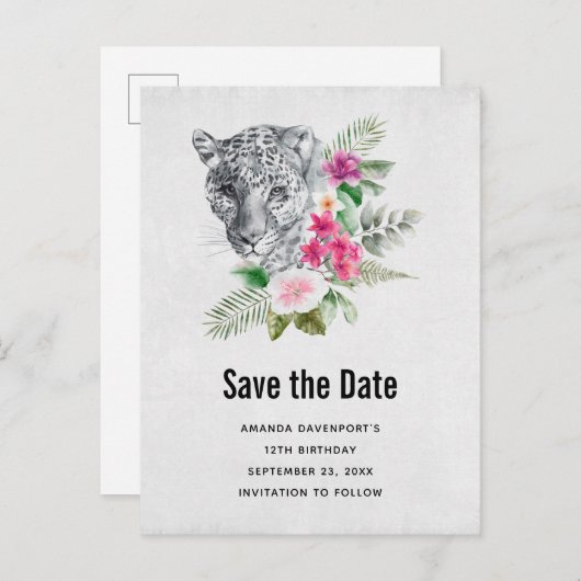 Het mooie portret van het Leopard Hoofd bewaart de Uitnodiging Briefkaart (Voorkant / Achterkant)