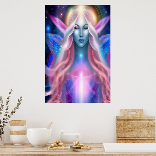 Het mooie Poster van Cosmic Angel Goddess (Keuken)