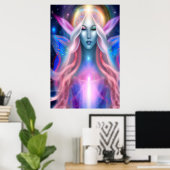 Het mooie Poster van Cosmic Angel Goddess (Thuiskantoor)