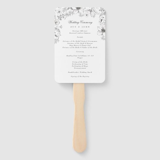 Het mooie programma Floral Sketched Wedding Handwaaier (Achterkant)