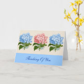 Het mooie Roze Blauwe Denken Hyrdangeas aan u Kaart (Gele Bloem)