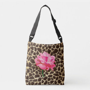 Het mooie Roze nam Bruine & Gouden Dierlijke Druk Crossbody Tas