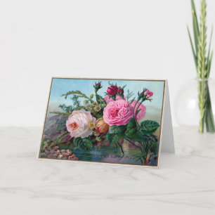 Het mooie Roze Vintage Wenskaart van de Rozen van Kaart