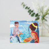 Het mooie Songkran-festival dat de waterpooier bed Briefkaart (Staand voorkant)