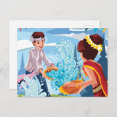 Het mooie Songkran-festival dat de waterpooier bed Briefkaart (Voorkant / Achterkant)