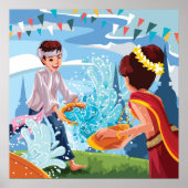 Het mooie Songkran-festival dat het water doorkrui Poster (Voorkant)