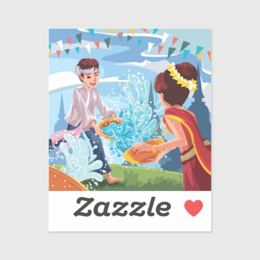 Het mooie Songkran-festival dat het water doorkrui Sticker (Vel)