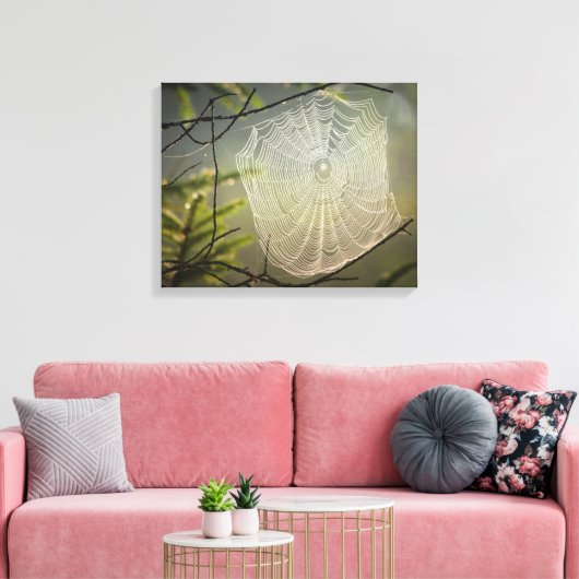 Het mooie Spider Web in het bos op Canvas Afdruk (Insitu (Woonkamer))