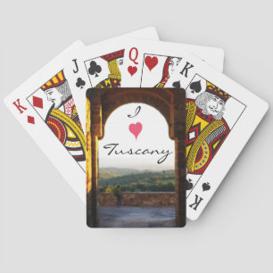 Het mooie Tuscan-landschap door een steentrekker Pokerkaarten