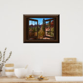 Het mooie Uitzicht van het Venster van de Schijn A Poster (Keuken)
