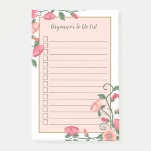 Het mooie vakje Floral wijnt om Lijst te doen Post-it® Notes