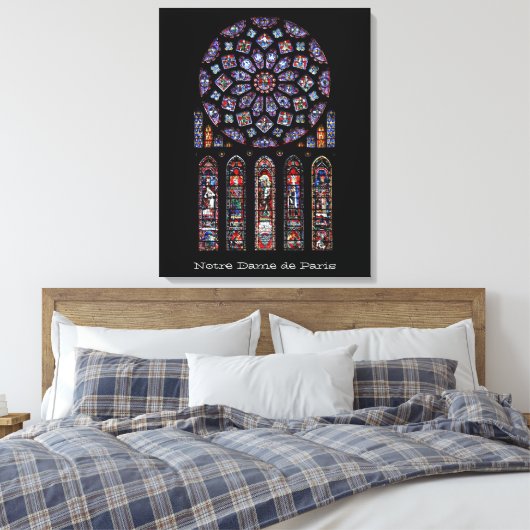 Het mooie Venster van het Roos van het Kathedraal Canvas Afdruk (Insitu (Slaapkamer))