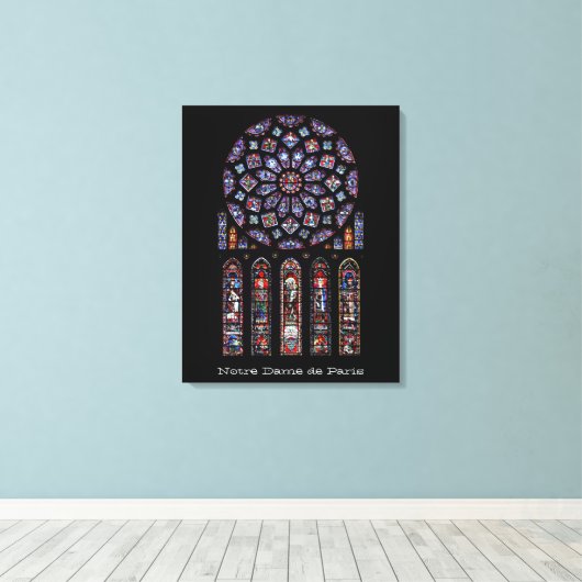 Het mooie Venster van het Roos van het Kathedraal Canvas Afdruk (Insitu (Houten vloer))
