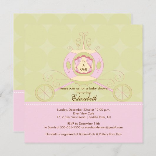 Het Mooie Vervoer van de Uitnodiging van het Baby (Voorkant / Achterkant)