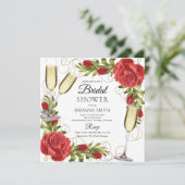 Het mooie Vrijgezellenfeest Champagne Red Roses Kaart (Staand voorkant)