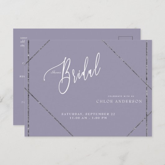 Het mooie Vrijgezellenfeest van Elegant Lavender Uitnodiging Briefkaart (Voorkant / Achterkant)