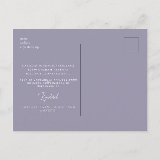 Het mooie Vrijgezellenfeest van Elegant Lavender Uitnodiging Briefkaart (Achterkant)