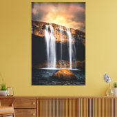 Het mooie watervallandschap canvas afdruk (Insitu (Woonkamer))
