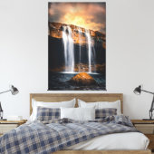 Het mooie watervallandschap canvas afdruk (Insitu (Slaapkamer))