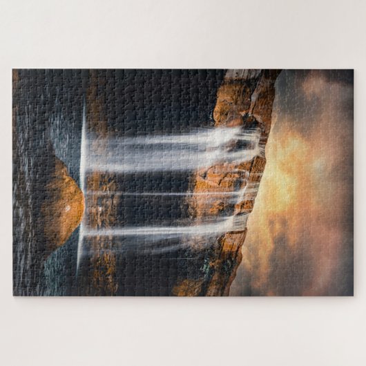 Het mooie watervallandschap legpuzzel (Horizontaal)