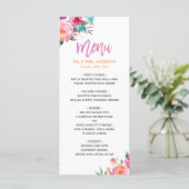 Het mooie Waterverf Floral Modern Wedding Menu (Staand voorkant)