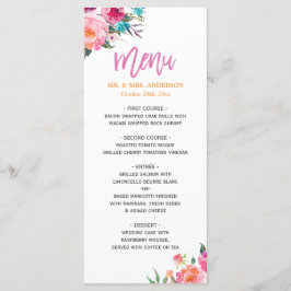 Het mooie Waterverf Floral Modern Wedding Menu