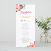 Het mooie Waterverf Floral Modern Wedding Programm Programmakaart (Staand voorkant)