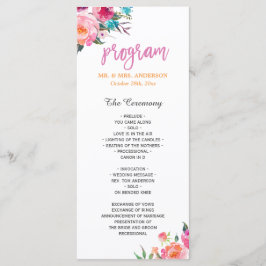 Het mooie Waterverf Floral Modern Wedding Programm Programmakaart