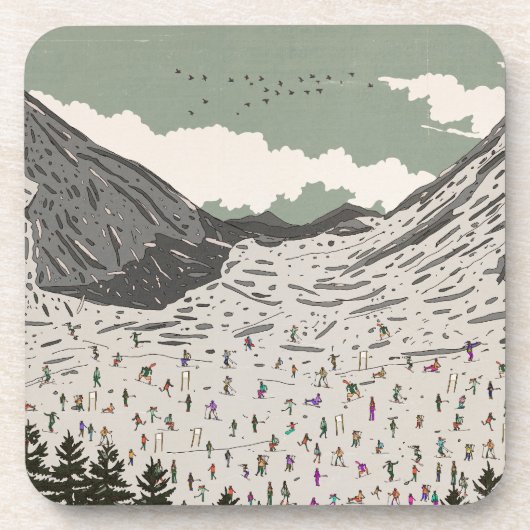 Het mooie winters ski landschap bier onderzetter (Voorkant)