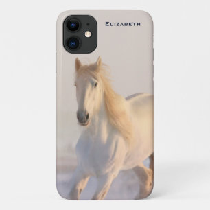 Het mooie witte paard Galloping in de sneeuw Case-Mate iPhone Case
