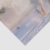 Het mooie witte paard Galloping in de sneeuw Tissuepapier (Detail)
