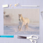 Het mooie witte paard Galloping in de sneeuw Tissuepapier (Craft)